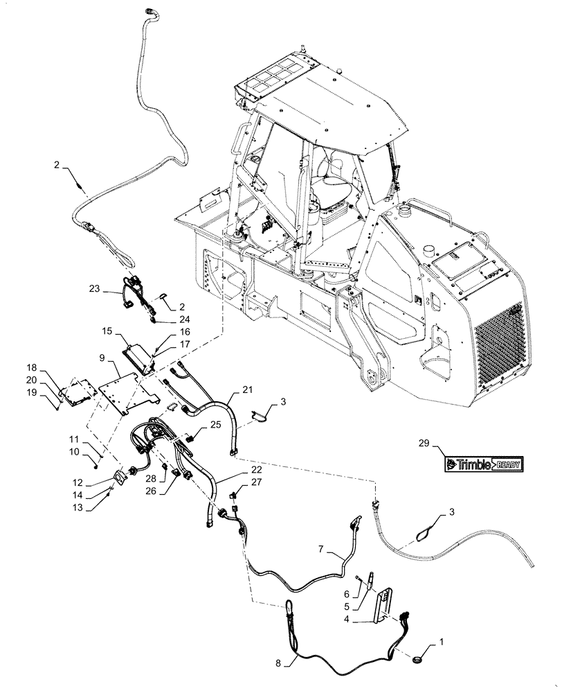 Схема запчастей Case 2050M XLT - (55.680.AA[01]) - BLADE GUIDE, TRIMBLE READY (55) - ELECTRICAL SYSTEMS