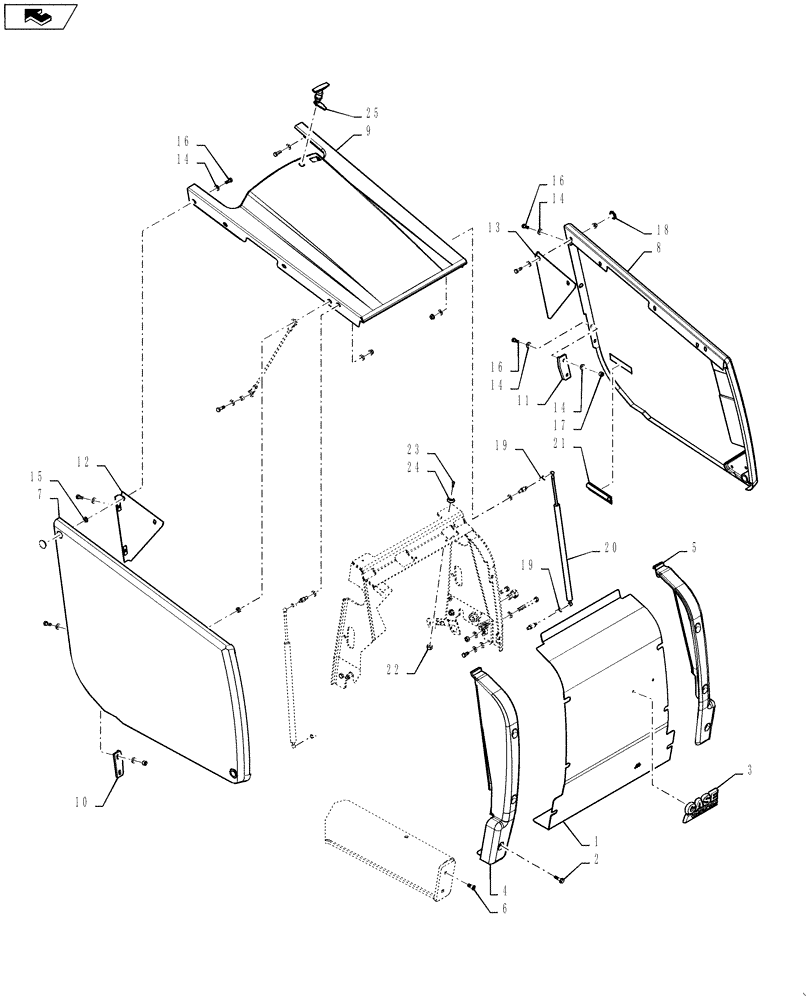 Схема запчастей Case 570NXT - (90.100.AU) - HOOD PANELS (90) - PLATFORM, CAB, BODYWORK AND DECALS