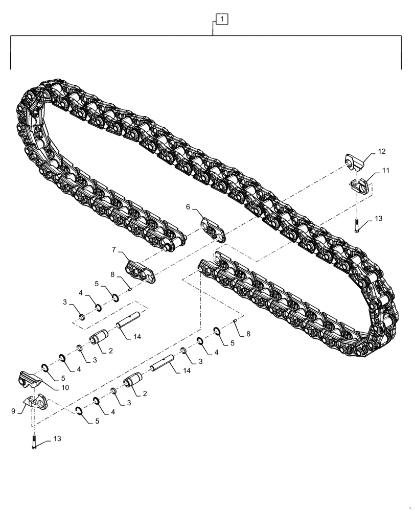 Схема запчастей Case 2050M XLT - (48.100.AD[13]) - TRACK CHAIN 45 LINK CLT (48) - TRACKS & TRACK SUSPENSION