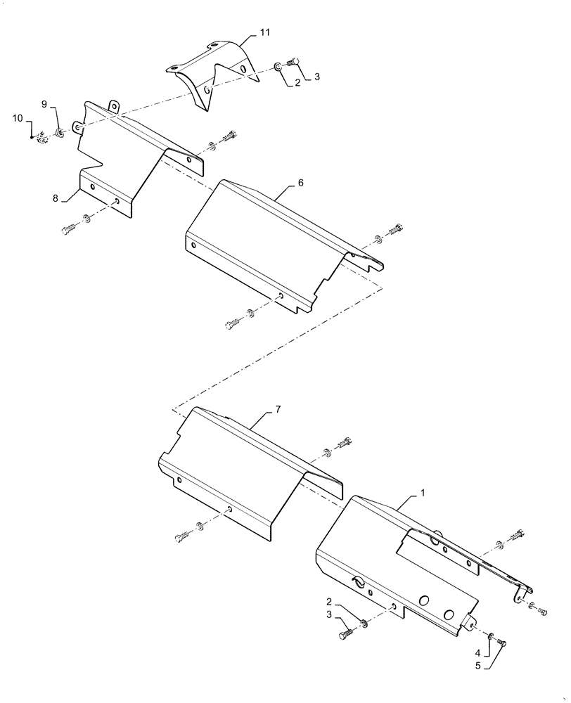 Схема запчастей Case 1650M WT/LGP - (48.130.AC[01]) - UNDERCARRIAGE COVERS LEFT HAND (48) - TRACKS & TRACK SUSPENSION