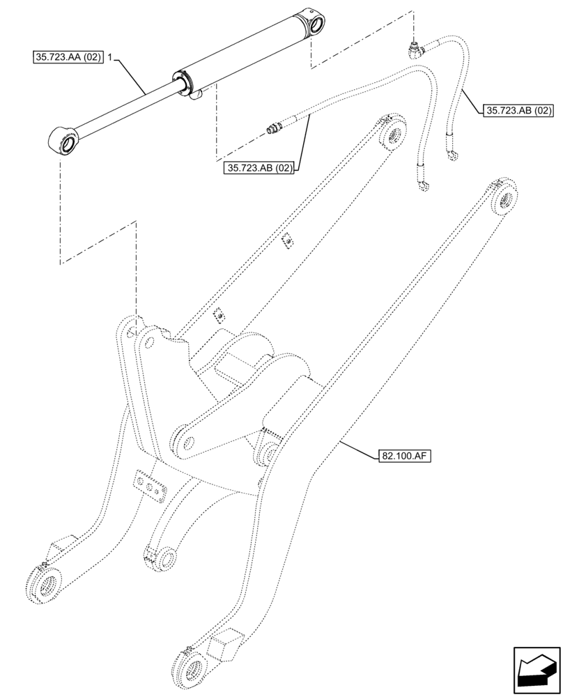 Схема запчастей Case 121F - (35.723.AA[01]) - BUCKET CYLINDER (35) - HYDRAULIC SYSTEMS