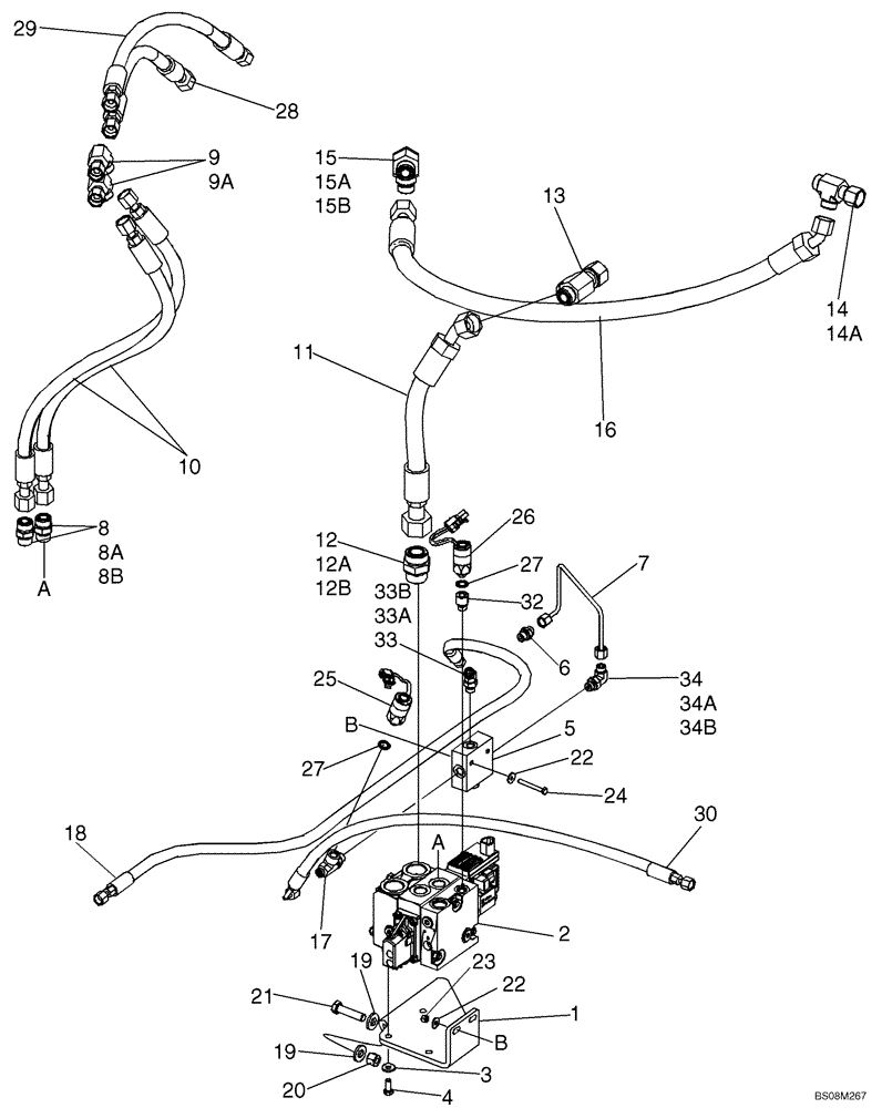 Схема запчастей Case 621E - (05-13) - JOYSTICK STEERING - HYDRAULICS - AUXILIARY (05) - STEERING