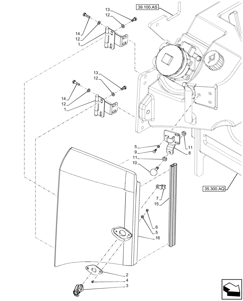 Схема запчастей Case 121F - (90.105.BC) - OIL TANK SIDE ACCESS SHIELD (90) - PLATFORM, CAB, BODYWORK AND DECALS