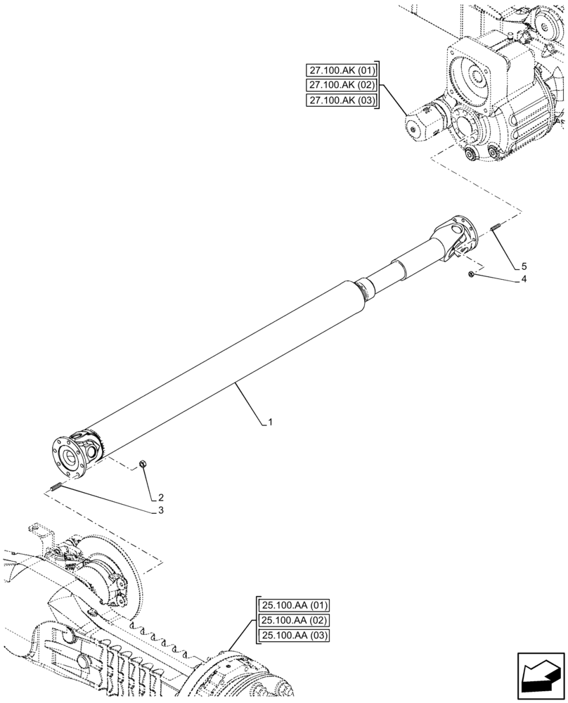 Схема запчастей Case 221F - (23.314.AG) - VAR - 734513 - 734514 - 734515 - DRIVE SHAFT (23) - FOUR WHEEL DRIVE SYSTEM