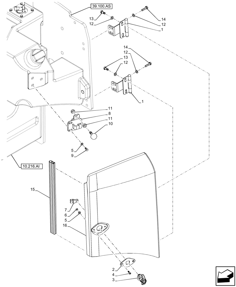 Схема запчастей Case 121F - (90.105.CB) - FUEL TANK SIDE ACCESS SHIELD (90) - PLATFORM, CAB, BODYWORK AND DECALS