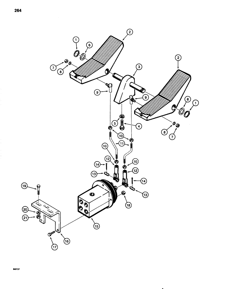 Схема запчастей Case 1080 - (264) - FOOT PEDAL CONTROLS (33) - BRAKES & CONTROLS