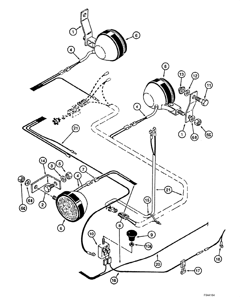 Схема запчастей Case 1840 - (04-10) - ROAD LAMPS AND WIRING, (ITALIAN D.G.M.), - JAF0289363 (04) - ELECTRICAL SYSTEMS