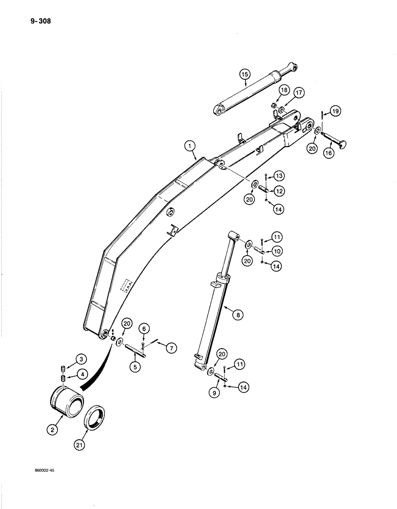 Схема запчастей Case 1080B - (9-308) - BOOM AND PINS (09) - CHASSIS