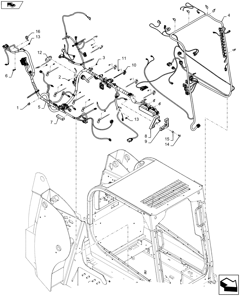 Схема запчастей Case SR160 - (55.101.AC[01]) - WIRE HARNESS & CONNECTOR, MECHANICAL CONTROLS (24-AUG-2015 & PRIOR) (55) - ELECTRICAL SYSTEMS