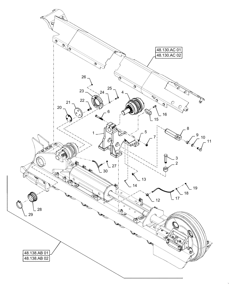 Схема запчастей Case 1650M WT/LGP - (48.130.AN[01]) - UNDERCARRIAGE (48) - TRACKS & TRACK SUSPENSION