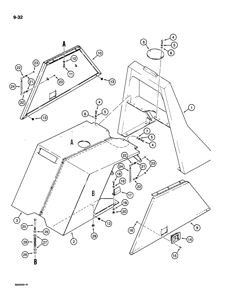 Схема запчастей Case 1085C - (9-032) - ENGINE COVERS (09) - CHASSIS/ATTACHMENTS