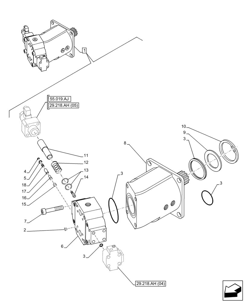Схема запчастей Case 121F - (29.218.AH[03]) - HYDROSTATIC MOTOR, COMPONENTS (29) - HYDROSTATIC DRIVE