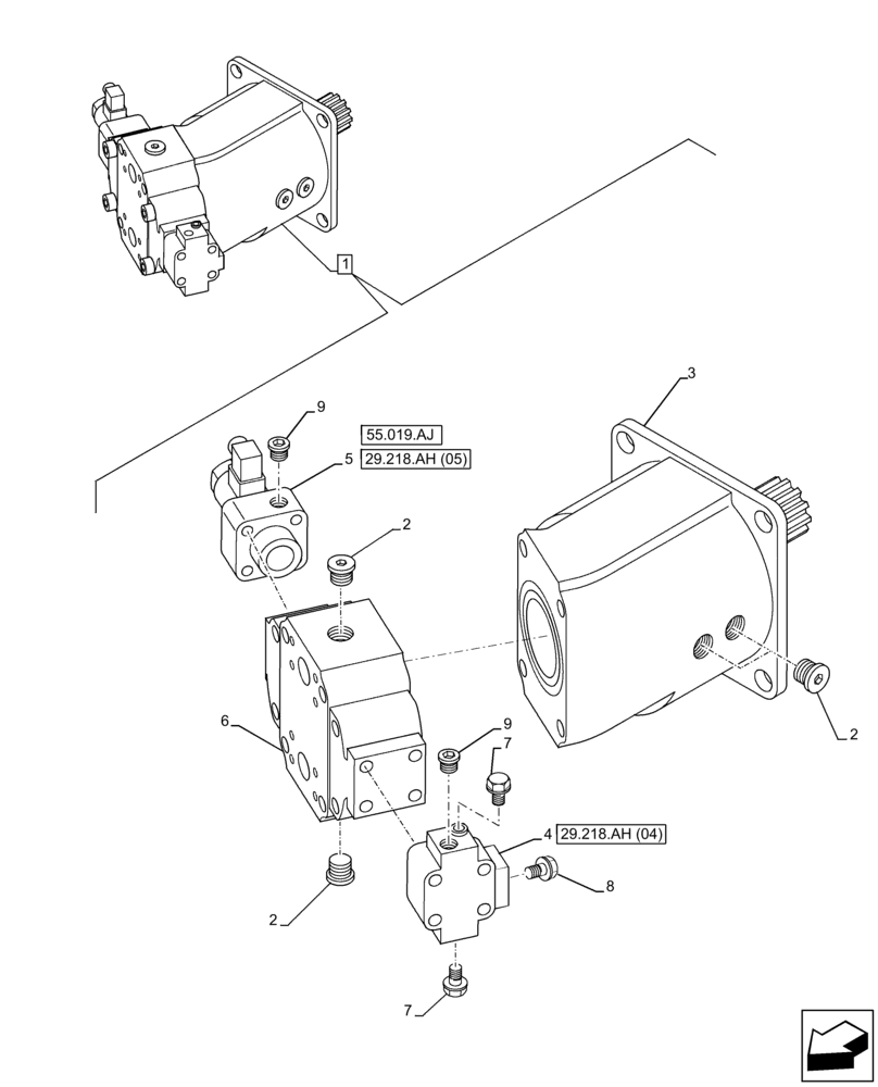 Схема запчастей Case 121F - (29.218.AH[02]) - HYDROSTATIC MOTOR, COMPONENTS (29) - HYDROSTATIC DRIVE