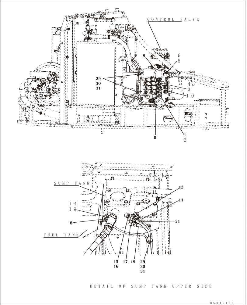 Схема запчастей Case CX80 - (08-16) - HYDRAULICS - DRAIN LINE, STANDARD AND DOUBLE ACTING CIRCUIT (08) - HYDRAULICS