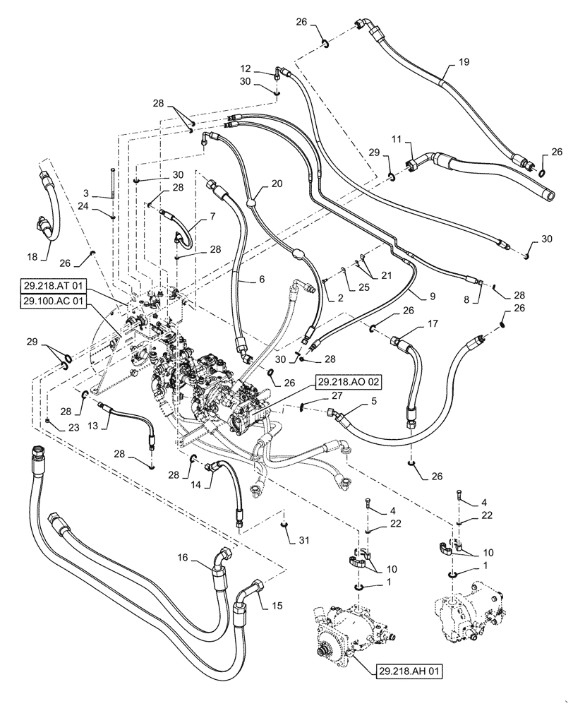Схема запчастей Case 1650M XLT - (29.218.AA[01]) - HYDROSTATIC PUMP (29) - HYDROSTATIC DRIVE