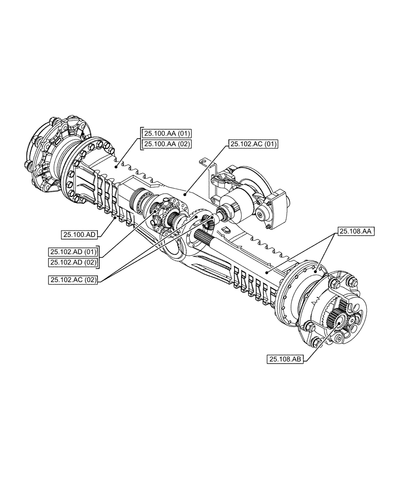 Схема запчастей Case 321F - (25.000.00[01]) - SECTION INDEX - FRONT AXLE (25) - FRONT AXLE SYSTEM