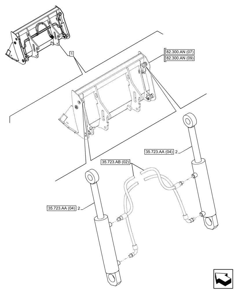 Схема запчастей Case 121F - (35.723.AA[03]) - VAR - 734608 - BUCKET, CYLINDER (35) - HYDRAULIC SYSTEMS
