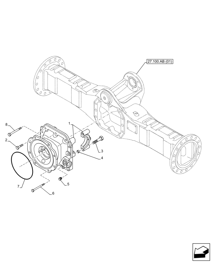 Схема запчастей Case 221F - (27.106.AA[03]) - VAR - 734515 - REAR AXLE, DIFFERENTIAL, CARRIER (27) - REAR AXLE SYSTEM