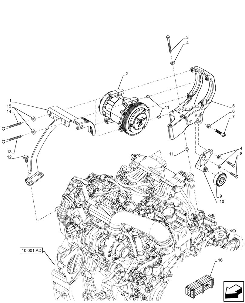 Схема запчастей Case 221F - (50.200.AA) - VAR - 734506 - AIR CONDITIONER, COMPRESSOR (50) - CAB CLIMATE CONTROL