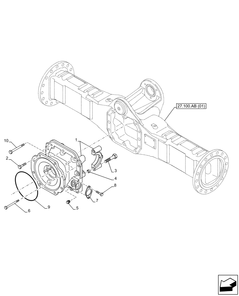 Схема запчастей Case 221F - (27.106.AA[01]) - VAR - 734513, 734514 - REAR AXLE, DIFFERENTIAL, CARRIER (27) - REAR AXLE SYSTEM