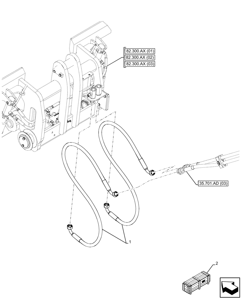 Схема запчастей Case 121F - (35.600.AD[03]) - VAR - 402033, 732001, 732002 - QUICK COUPLER, LINES (35) - HYDRAULIC SYSTEMS