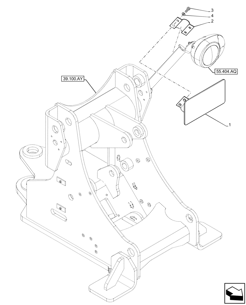 Схема запчастей Case 221F - (88.100.AC[01]) - VAR - 734525, 734527 - LICENSE PLATE LAMP & SUPPORT, FRONT (88) - ACCESSORIES