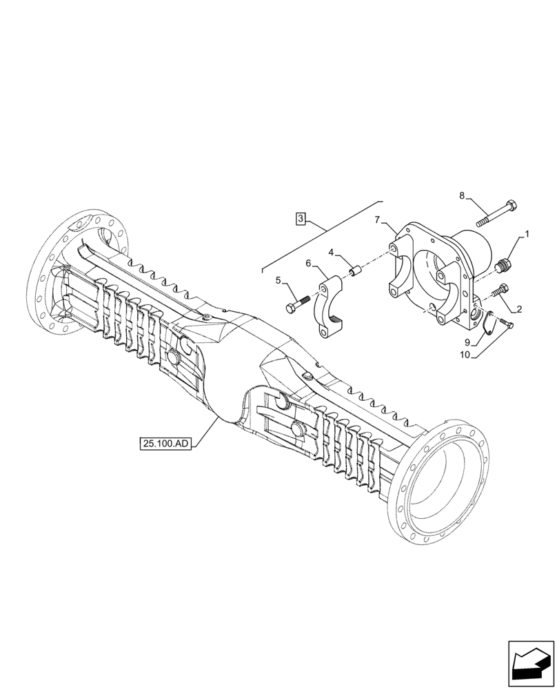 Схема запчастей Case 321F - (25.102.AC[01]) - VAR - 734510, 734511, 734513, 734514 - FRONT AXLE, DIFFERENTIAL, CARRIER (25) - FRONT AXLE SYSTEM