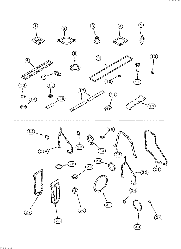 Схема запчастей Case 9040 - (2-44) - GASKET KITS, 6T-830 ENGINE (02) - ENGINE