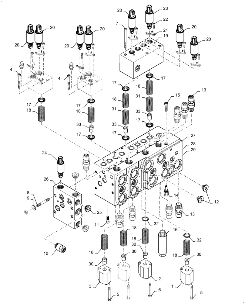 Схема запчастей Case 1650M WT/LGP - (35.359.AG[02]) - CONTROL VALVE ASSEMBLY 4 SPOOL (35) - HYDRAULIC SYSTEMS