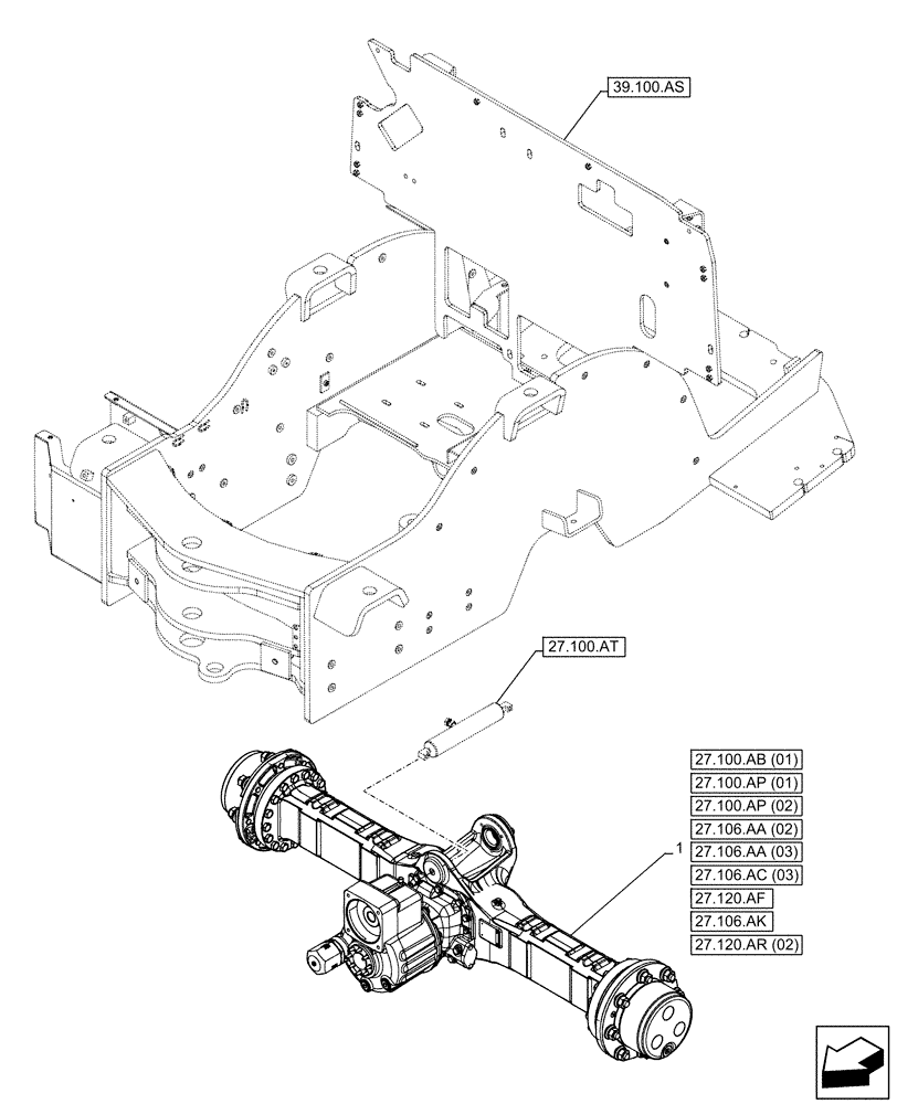 Схема запчастей Case 221F - (27.100.AK[03]) - VAR - 734515 - REAR AXLE (27) - REAR AXLE SYSTEM