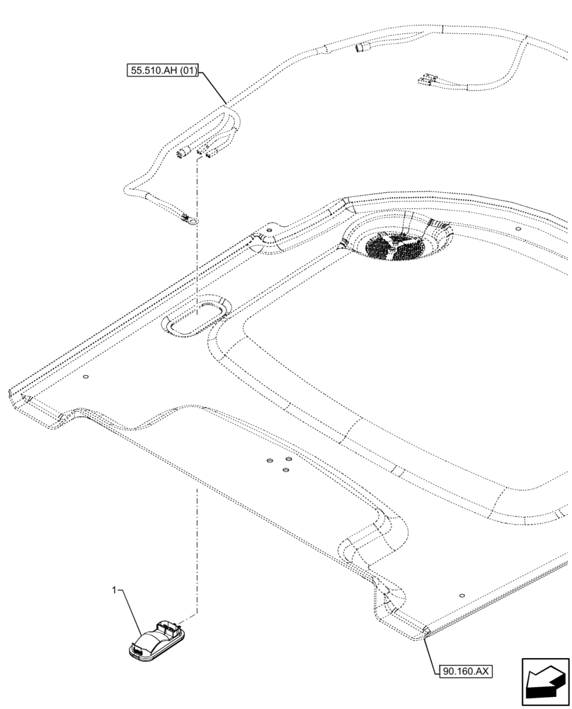 Схема запчастей Case 221F - (55.514.AA) - CAB, INTERIOR LIGHT (55) - ELECTRICAL SYSTEMS