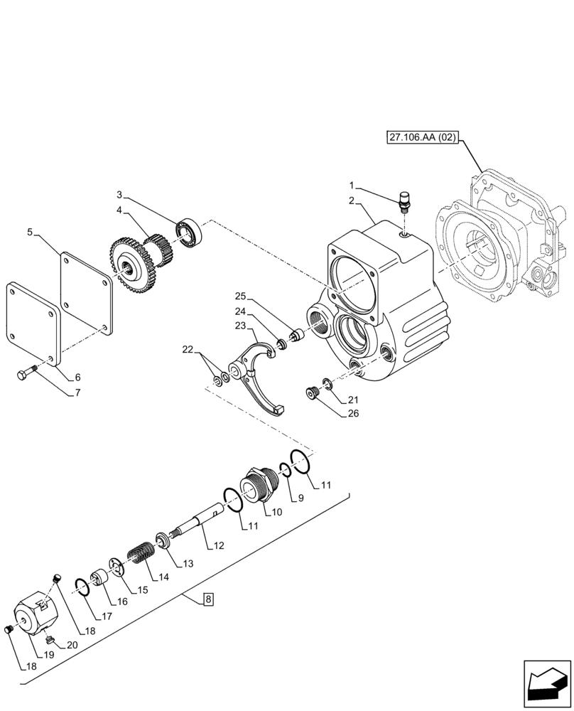 Схема запчастей Case 221F - (27.100.AP[01]) - VAR - 734513, 734514, 734515 - REAR AXLE, TRANSMISSION, HOUSING (27) - REAR AXLE SYSTEM
