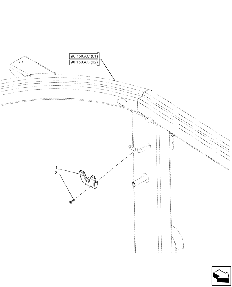 Схема запчастей Case 121F - (90.151.AA) - VAR - 734632 - COAT HOOK (90) - PLATFORM, CAB, BODYWORK AND DECALS