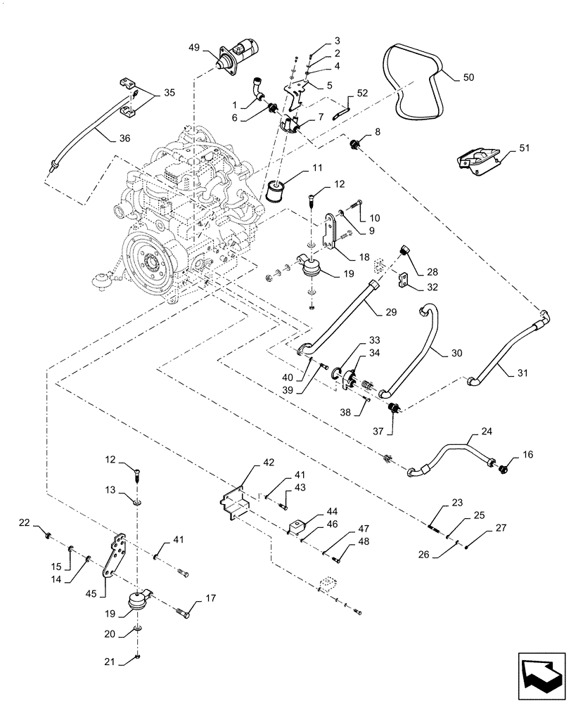 Схема запчастей Case DV210C - (10.001.AK[02]) - ENGINE INSTALLATION (10) - ENGINE