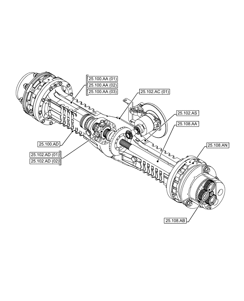 Схема запчастей Case 321F - (25.000.00[02]) - SECTION INDEX - FRONT AXLE (25) - FRONT AXLE SYSTEM