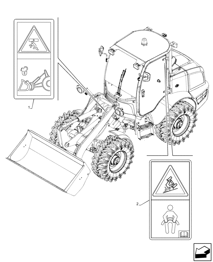 Схема запчастей Case 121F - (90.108.AC[10]) - VAR - 734546, 734547, 734548, 734549, 734550, 734552, 734553 - DECALS, WARNING (90) - PLATFORM, CAB, BODYWORK AND DECALS
