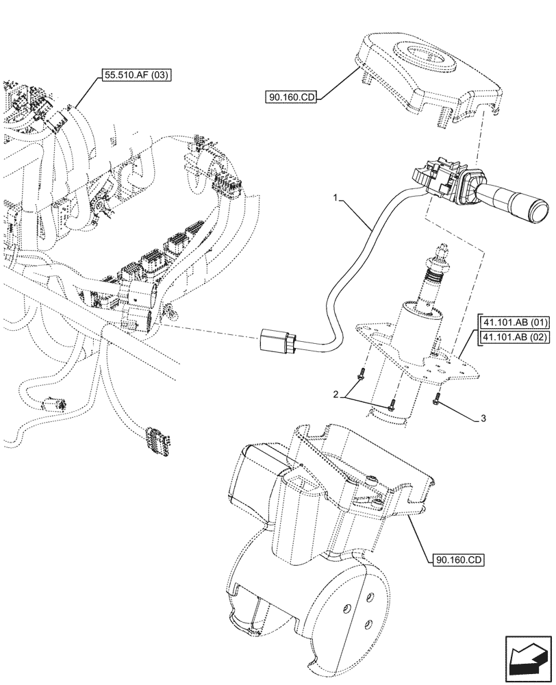 Схема запчастей Case 221F - (55.405.CK) - HEADLIGHT, SWITCH (55) - ELECTRICAL SYSTEMS