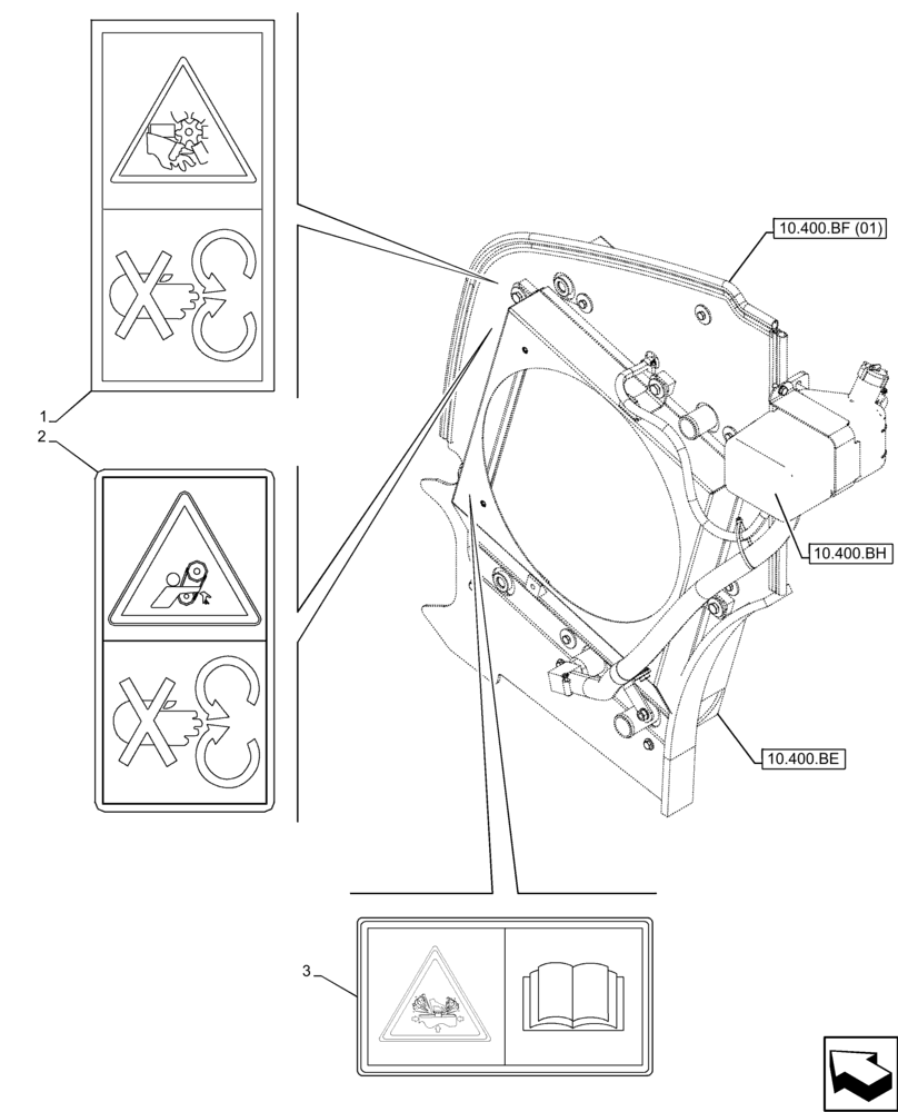 Схема запчастей Case 121F - (90.108.AC[11]) - VAR - 734528, 734529, 734530, 734531, 734532, 734533, 734534 - DECALS, WARNING (90) - PLATFORM, CAB, BODYWORK AND DECALS