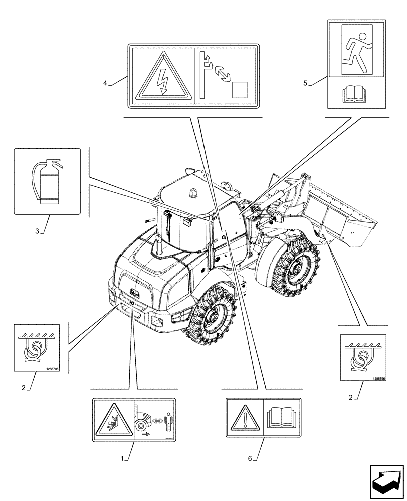 Схема запчастей Case 121F - (90.108.AC[15]) - VAR - 734528, 734529, 734530, 734531, 734532, 734533, 734534 - DECALS, WARNING (90) - PLATFORM, CAB, BODYWORK AND DECALS