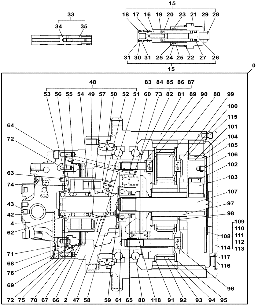 Схема запчастей Case CX210C NLC - (35.353.01[03]) - TRAVEL MOTOR & REDUCTION GEAR, COMPONENTS (35) - HYDRAULIC SYSTEMS