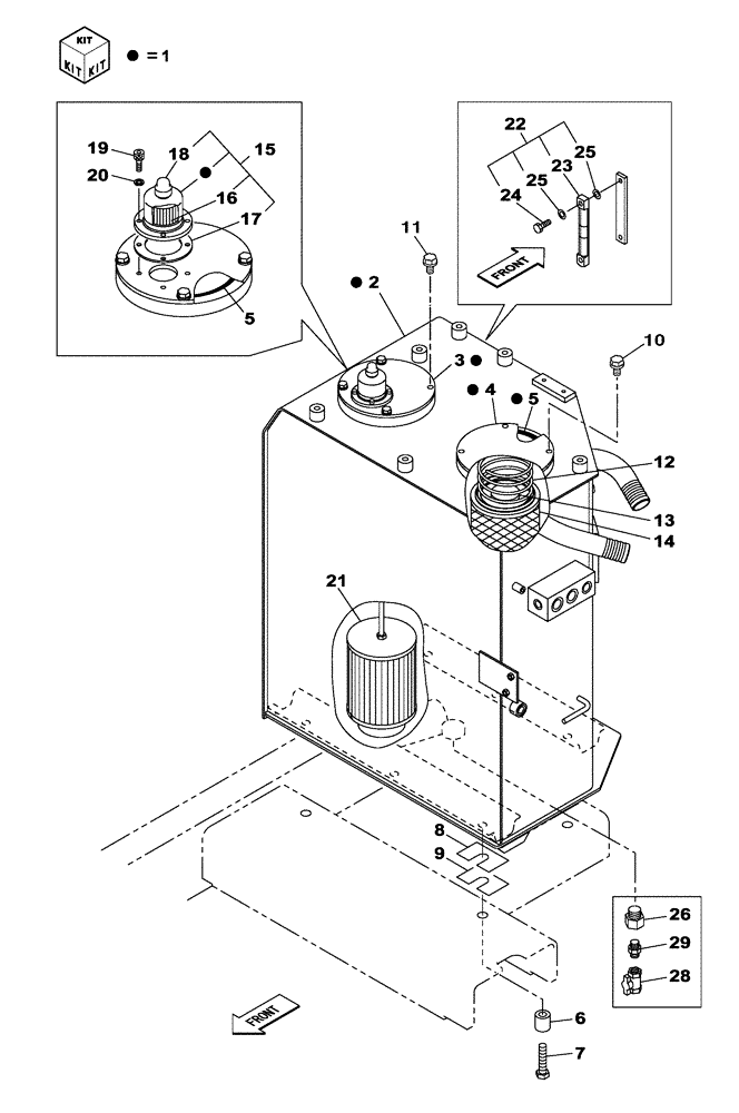 Схема запчастей Case CX250C - (08-001[01]) - HYDRAULIC RESERVOIR (08) - HYDRAULICS