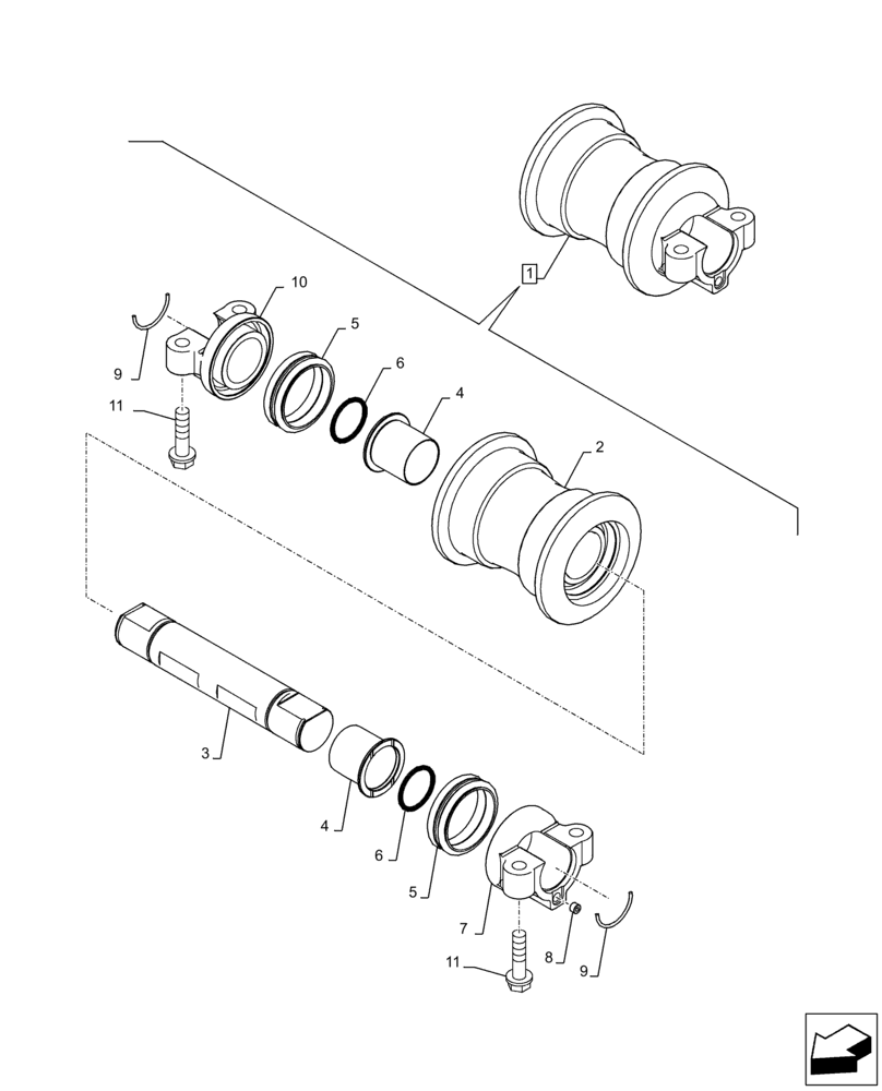 Схема запчастей Case CX250D LC LR - (48.138.AB[02]) - TRACK ROLLER, COMPONENTS (48) - TRACKS & TRACK SUSPENSION