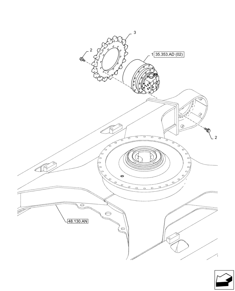 Схема запчастей Case CX250D LC - (35.353.AD[01]) - TRAVEL MOTOR & REDUCTION GEAR, HOUSING (35) - HYDRAULIC SYSTEMS