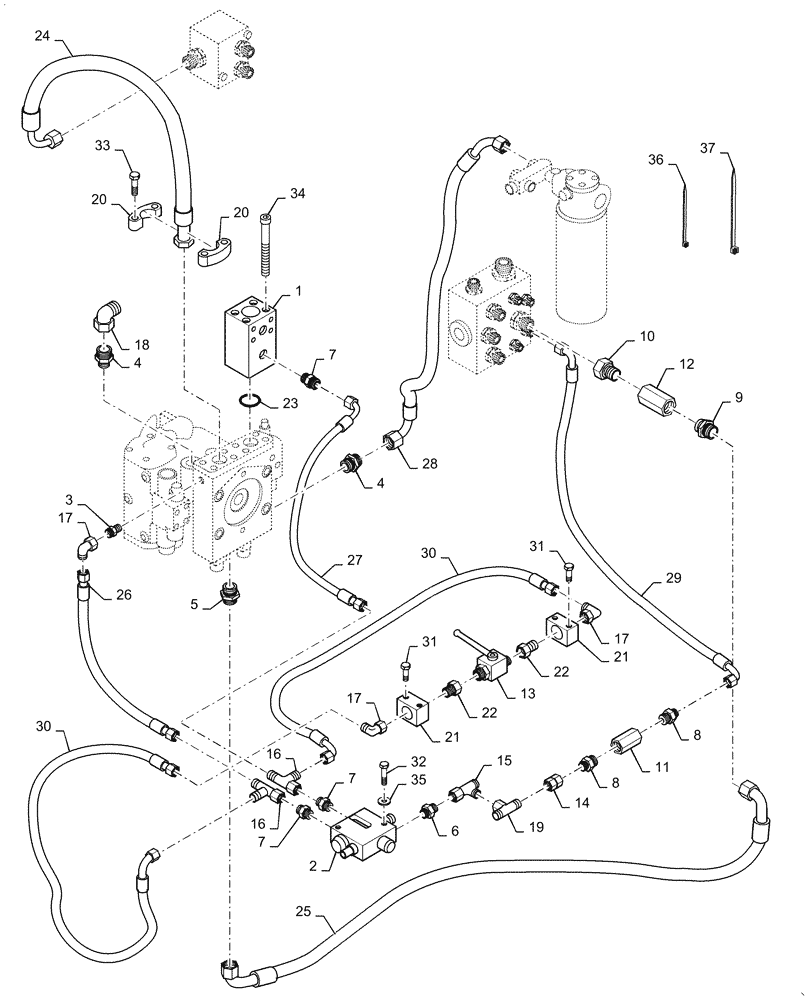 Схема запчастей Case DV209C - (35.995.AB[01]) - DRUM DRIVE HYDRAULIC LINES, BSN SER# NFNTR2036 (35) - HYDRAULIC SYSTEMS