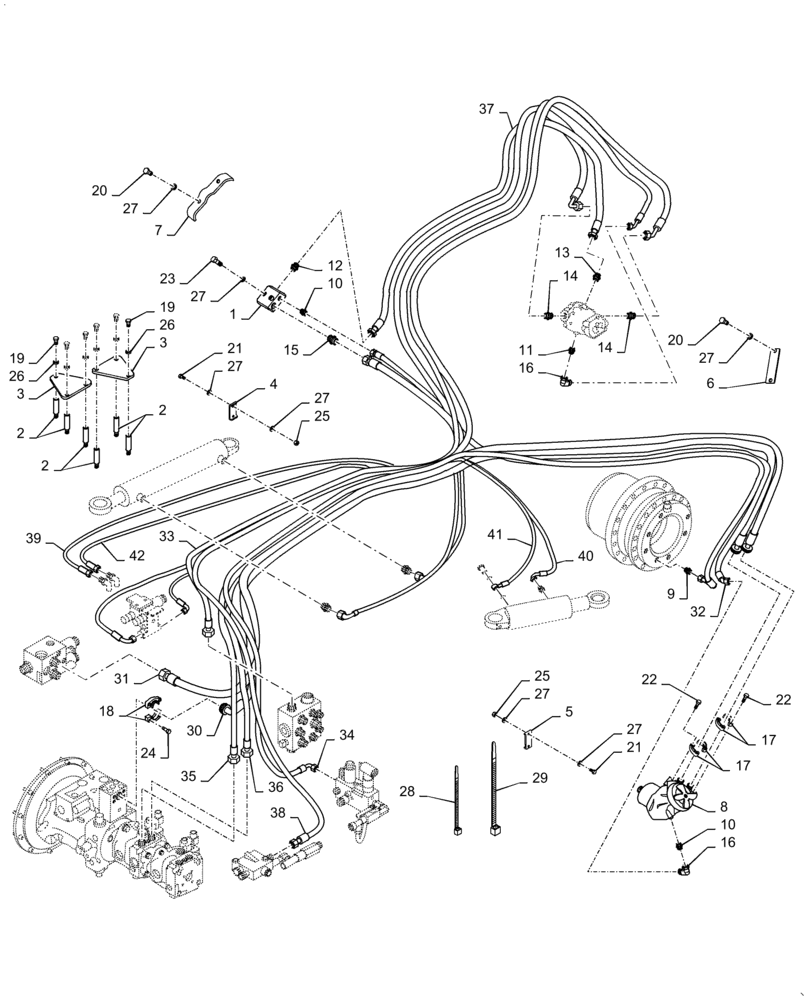Схема запчастей Case DV209C - (35.995.AB[02]) - REAR DRUM HYDRAULIC LINES (35) - HYDRAULIC SYSTEMS