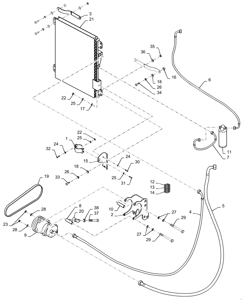 Схема запчастей Case DV210CD - (50.200.AB) - A/C COMPRESSOR AND LINES (50) - CAB CLIMATE CONTROL