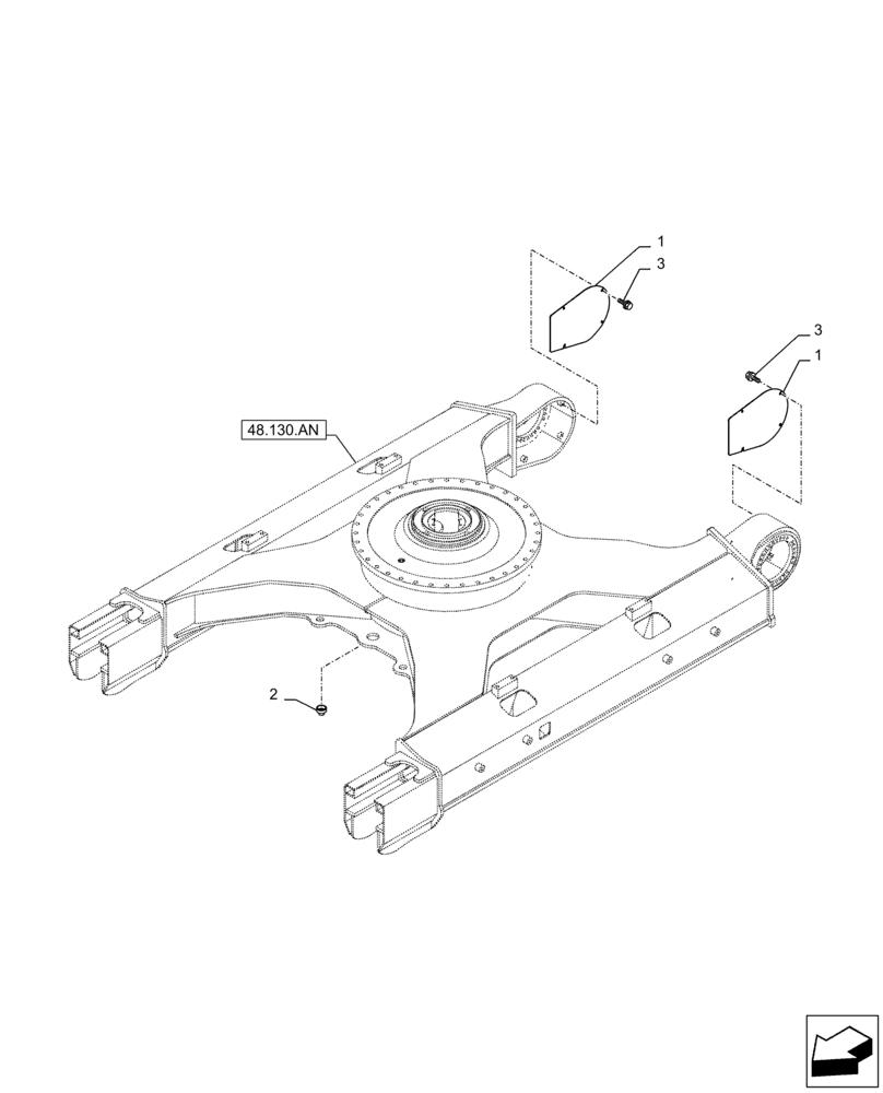 Схема запчастей Case CX250D LC LR - (90.130.AG) - GUARD, MOTO-REDUCTION GEAR (90) - PLATFORM, CAB, BODYWORK AND DECALS