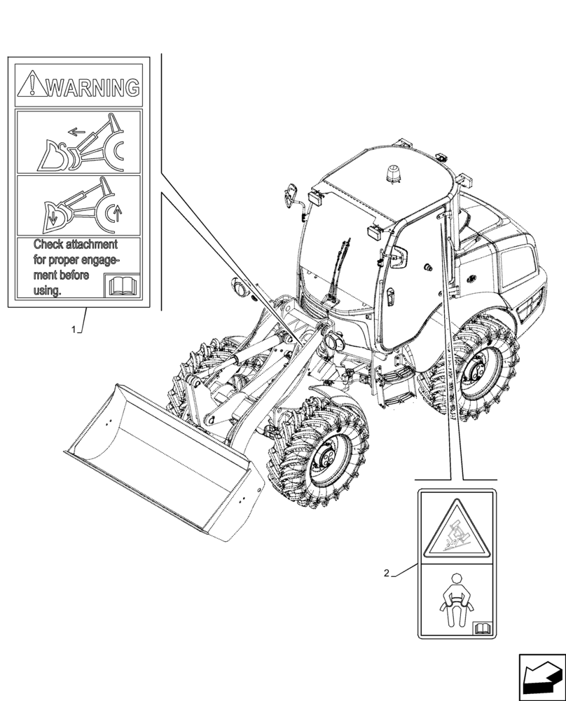 Схема запчастей Case 21F - (90.108.AC[23]) - VAR - 734529 - DECALS, WARNING (90) - PLATFORM, CAB, BODYWORK AND DECALS