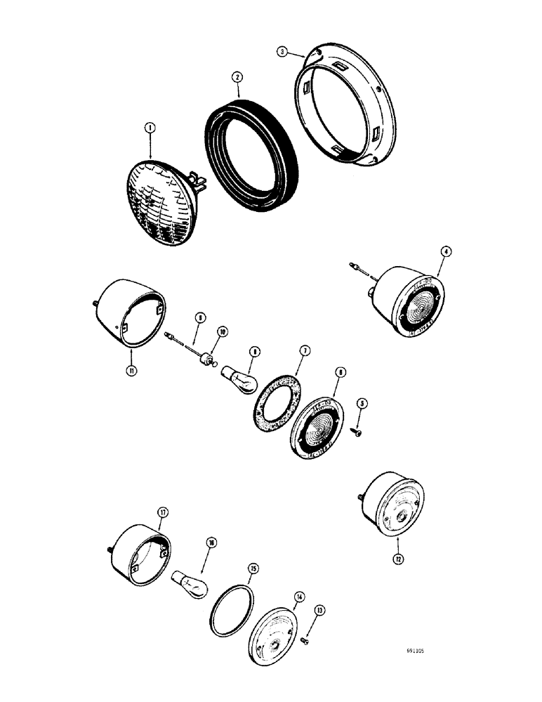 Схема запчастей Case W8C - (086) - A15932 FRONT AND REAR LIGHTS, L11000 STOP AND TAILLIGHTS (04) - ELECTRICAL SYSTEMS