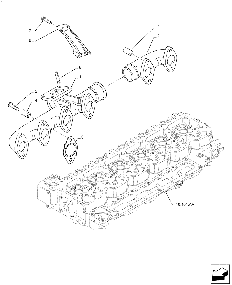 Схема запчастей Case F4HFE613Y B005 - (10.254.AC) - EXHAUST MANIFOLD (10) - ENGINE
